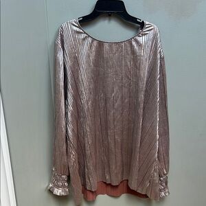 Ava & Viv Purple Pleated Long Sleeve Blouse